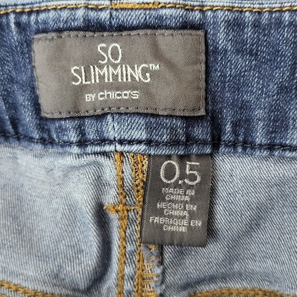 Chico's Womens So Slimming Mid Rise Medium Wash Denim Blue Jeans Size 5/6 Casual - Picture 4 of 12